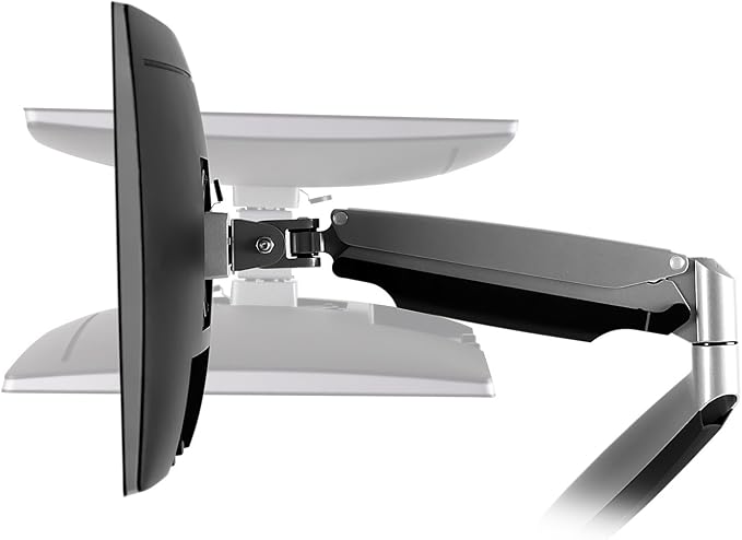 Mount-It! (MI-1772) Dual Monitor Arm Mount Desk Stand Two Articulating Gas Spring Height Adjustable Arms | Fits Up To 32" VESA 75 100 Compatible Screens | C-Clamp and Grommet Bases (Silver) - Image 7