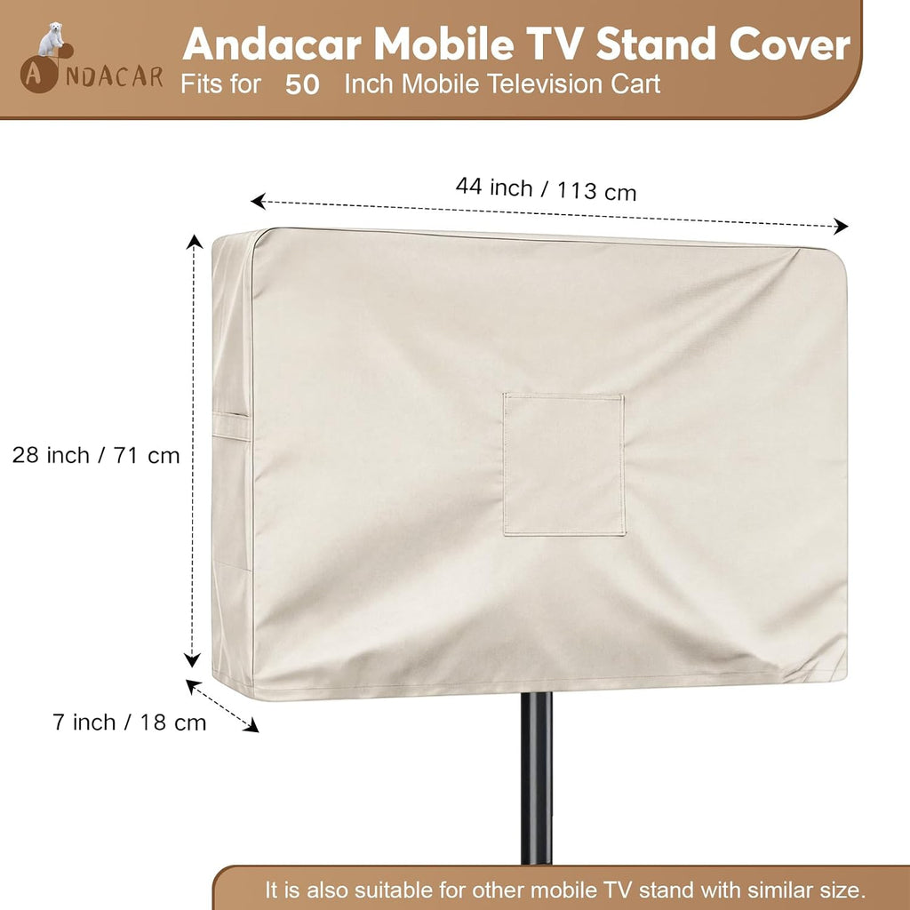 Mobile TV Stand Cover for 50 Inch Mobile TV Cart 44×7×28 In Beige - Image 3