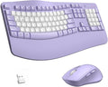 Wireless Keyboard and Mouse Combo,2.4G Ergonomic Wave Keys(Purple-B) | Full Size Cordless Keyboard with Wrist Rest,3-Level DPI Ergonomic Mouse for Office and Home,Windows/Mac OS/Desktop/Laptop/PC by RECCAZR
