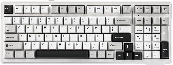 EPOMAKER x Aula F99 Wireless Mechanical Keyboard, Hot Swappable Gasket | Custom Gaming Keyboard with Five-Layer Padding, BT/2.4GHz/USB-C, 8000mAh Battery (White Grey, Graywood V3 Switch) by EPOMAKER