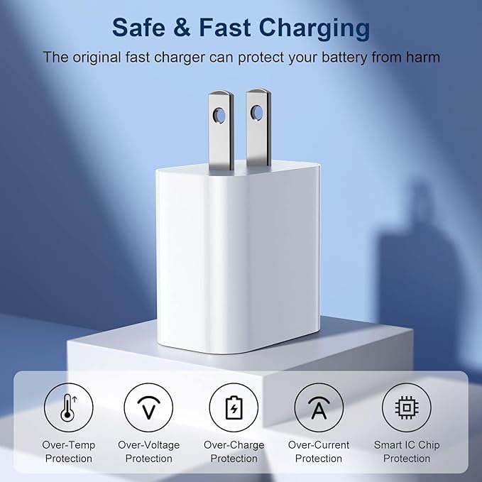 GREPHONE iPhone Charger Fast Charging,20W PD USB C Wall Charger 4 Pack with 6FT Fast Charging Cable - Fast Charger for iPhone 14/14 Pro Max/13/13 Pro/12/12 Pro/11/11 Pro/XS, iPad - Image 3