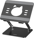 Aoviho Laptop Stand for Desk – Adjustable Aluminum Laptop Riser with Unique Cat-Shaped Cooling Vent, Portable Desk Gift & Decor, Compatible with MacBook Air Pro, Dell, HP, Lenovo (10"-17.3"), Black by Aoviho