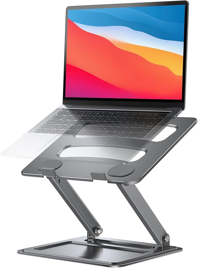 Adjustable Laptop Stand, Portable for 17.3inch Laptops, Holds Up to 17.6lbs, Ergonomic Posture & Heat Dissipation - Gray by LORYERGO