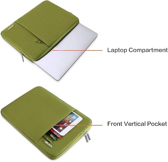 MOSISO Laptop Case 15 inch, Laptop Sleeve Bag with Pocket | Compatible with MacBook Air 15 inch M5 M4 M3 M2 2026-2023, Dell XPS, Polyester Vertical Computer Bag, Chartreuse - Image 4