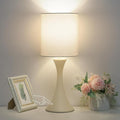 Dimmable Table Lamp, 3 Way Touch Control Desk Lamp, Small Bedside Light | Nightstand Lamp with Beige Shade and Cream Base, Reading Lamp for Living Room, Bedroom, Dorm, Office, 3000K LED Bulb Included by Seasidevillage