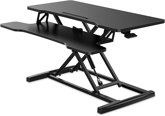 FITUEYES Height Adjustable Standing Desk 36” Wide Sit to Stand Converter | Standing Desk Converter,Stand Up Desk Riser,for Laptop Dual Monitor Riser,Tabletop Workstation for Home Office,Easy Assembly - Image 6
