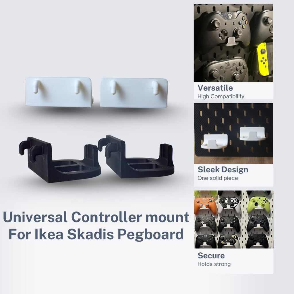 2 Universal Game Controller Mounts Compatible with IKEA SKADIS (White) - Image 3