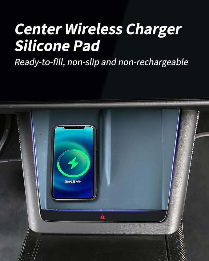Wireless Charging Mat, Center Console Wireless Charger Silicone Protective Pad Compatible with Tesla Model X/S(2022-2025) - Image 2