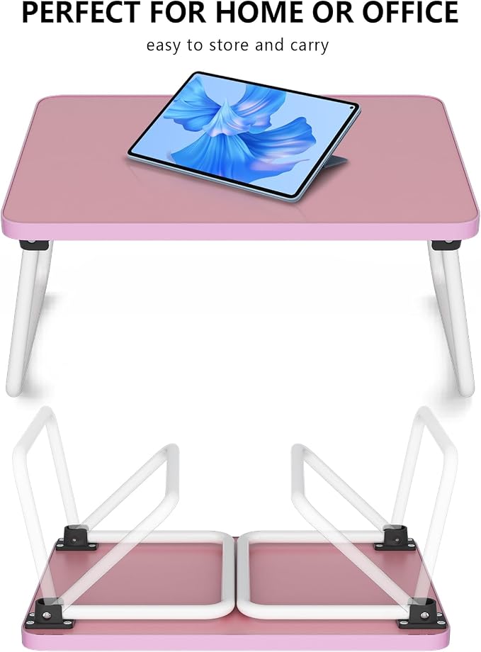 Foldable Lap Desk, Laptop Stand Bed Table Tray for Couch | Portable Breakfast Serving Tray, Lightweight Mini Lap Table, Works Great as Tablet Desk for Working, Reading & Writing, Pink - Image 7