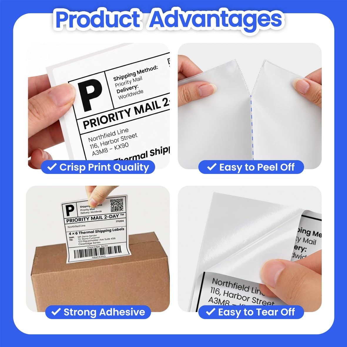 4x6 Fanfold Thermal Shipping Labels, BPA & BPS Free,1000 Labels - Image 3