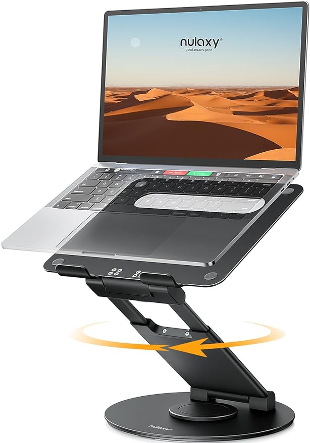 Nulaxy 18" Height Telescopic 360 Rotating Aluminum Laptop Stand Desk, Black | Ergonomic Computer Holder Riser with Heat-Vent, Standing Desk Converter Holds 22 Lbs for Office Desk Use Fits 10-17" Laptops by Nulaxy