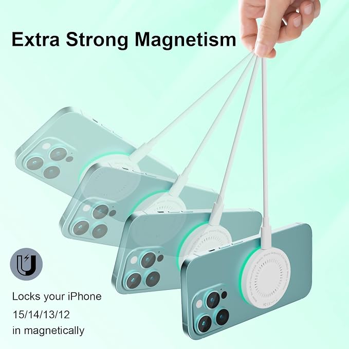 MagSafe Charger 2Pack 15W Magnetic Wireless Charger Fast Charging Pad with 6FT USB C to USB C Cable Compatible with iPhone 17/16/15/14/13/12 Series & AirPods 4/3/2/Pro | Strong Magnet Technology - Image 5