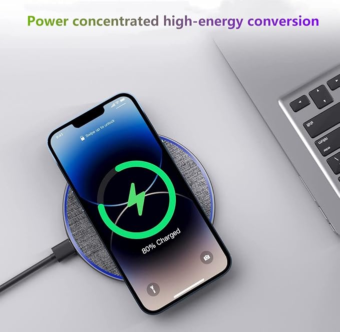 20W Fast Wireless Charger Pad,USB-C Wireless Phone Charging Station | Metal Frame Design,[20W SUPER Fast Charging] Wide Compatible with iPhone 17-11/Airpods,Samsung Galaxy/Buds,LG/Pixel -Gray - Image 3
