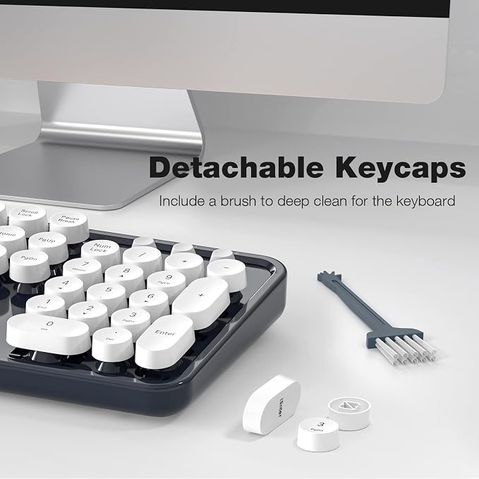 MOFII Wireless Keyboard and Mouse Combo, Dark Blue 2.4G Full Size Keyboard, Round Key Typewriter Keyboards and Cute Mice with 2 in 1 USB Dongle, for PC Laptop Chromebook Smart TV - Image 5