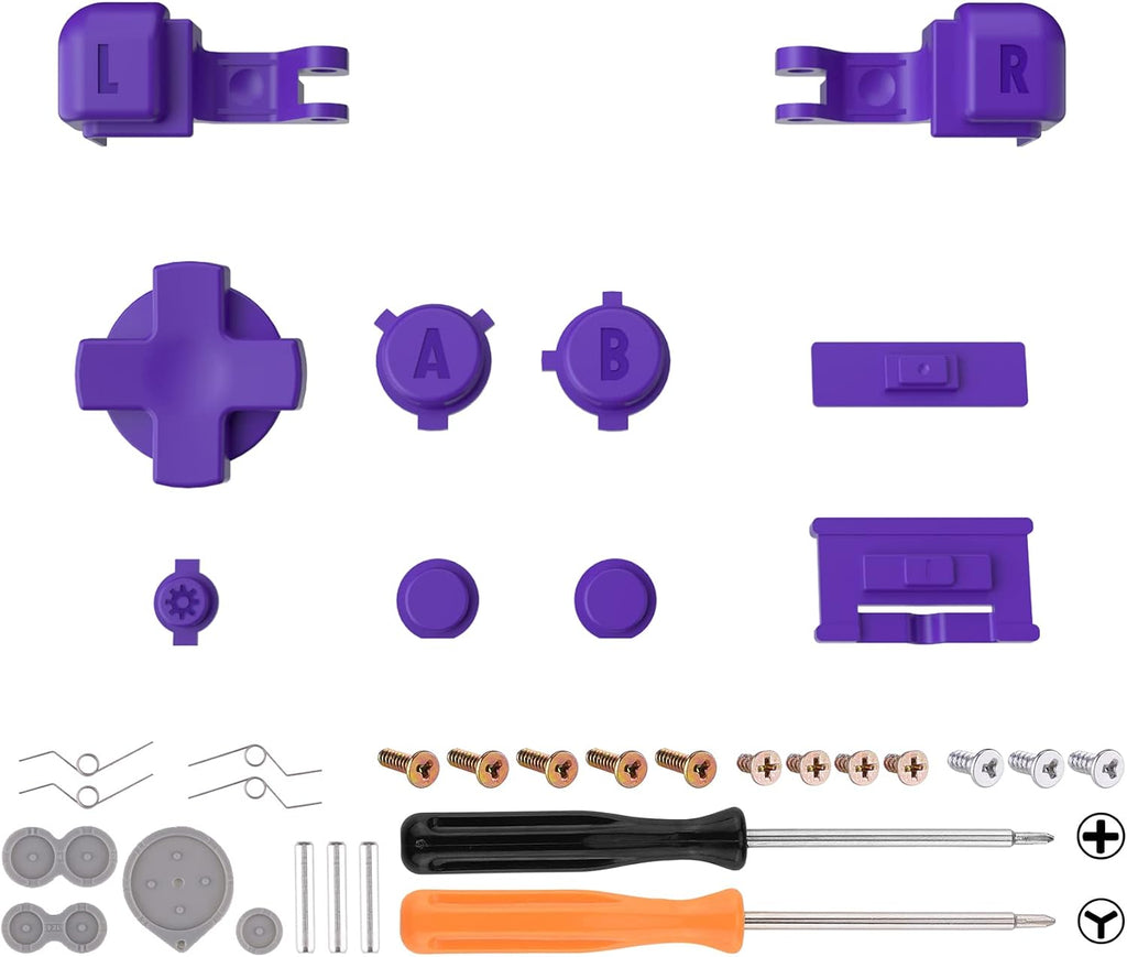 eXtremeRate 16Bits Purple Custom Full Set Buttons for Gameboy Advance SP, Replacement A B L R Button Power On Off Volume Button D-pad Key for GBA SP Console - Console NOT Included - Image 2