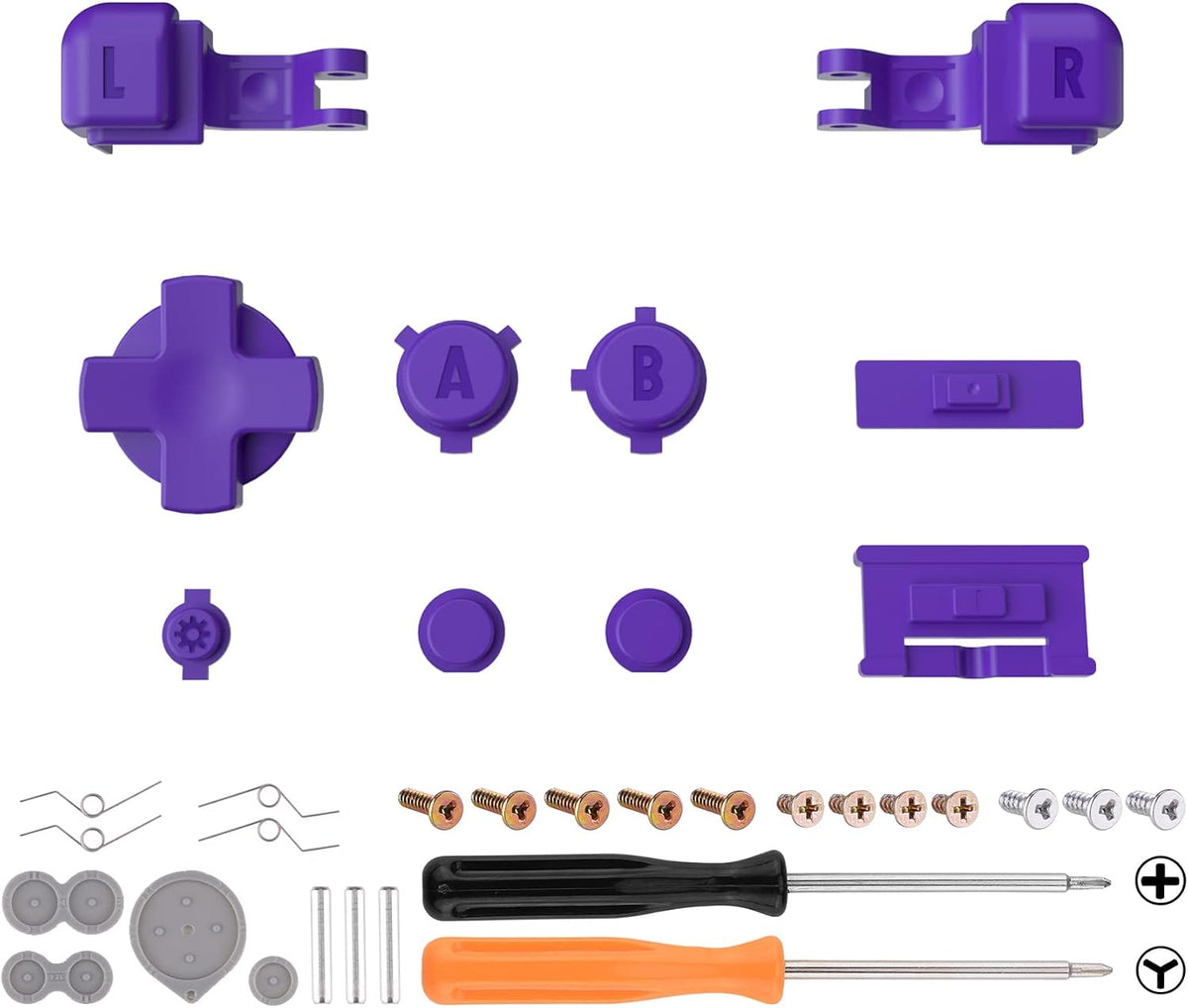 eXtremeRate 16Bits Purple Custom Full Set Buttons for Gameboy Advance SP, Replacement A B L R Button Power On Off Volume Button D-pad Key for GBA SP Console - Console NOT Included - Image 2