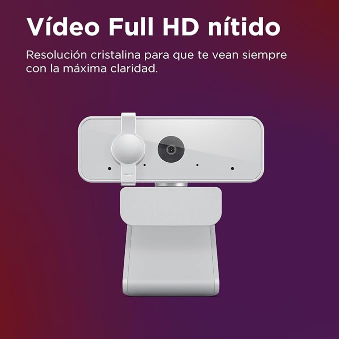 Lenovo 310 FHD Webcam, 1080p, FHD Resolution @30 FPS, Plug-and Play USB Connectivity, 1.8M Cable, 2 Integrated Microphones, External Privacy Shutter, White - Image 2
