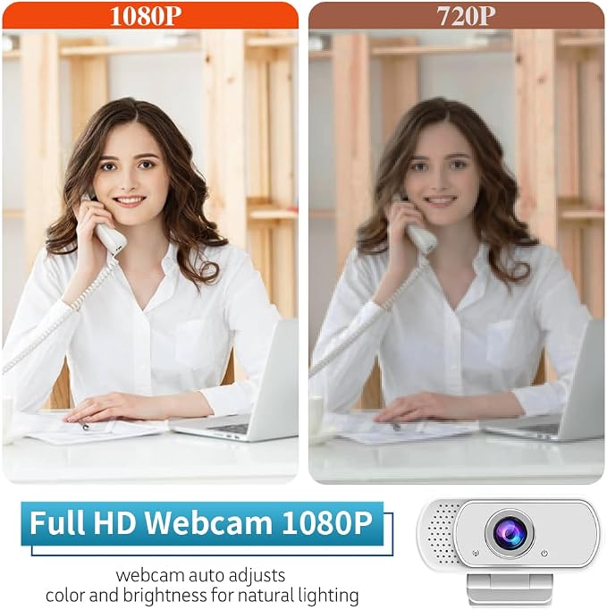 1080P Webcam with Mic Privacy Cover Tripod Stand 110 FOV PC | 1080P webcam with built-in microphone, privacy cover, tripod stand, 110 degree wide angle, USB plug and play for PC laptop - Image 4