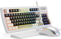 SABLUTE Gaming Keyboard and Mouse, Quiet Membrane with RGB Backlit, White | PC Gaming Keyboard with Multimedia Knob, Anti-Ghosting, Ergonomic Wrist Rest & 3200 DPI Mouse for Gamer/Office by SABLUTE