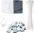 Strong Back-Glue Self Adhesive Cable Zip Tie Mounts Kit - 100 Set Cable Management Clips with 6" Zip Ties, Wire Holders - Outdoor Sticky Wire Organizer Clips - White by ALLWIN