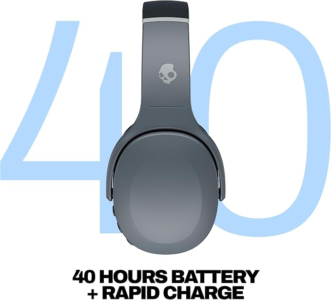 Skullcandy Crusher Evo Wireless Multi-Sensory Bass Headphones - Chill Grey | Bluetooth, Noise Isolating Over-Ear Fit, 40 Hours Battery, Microphone, Working Out, Gym, Travel, Studying, Music - Image 3