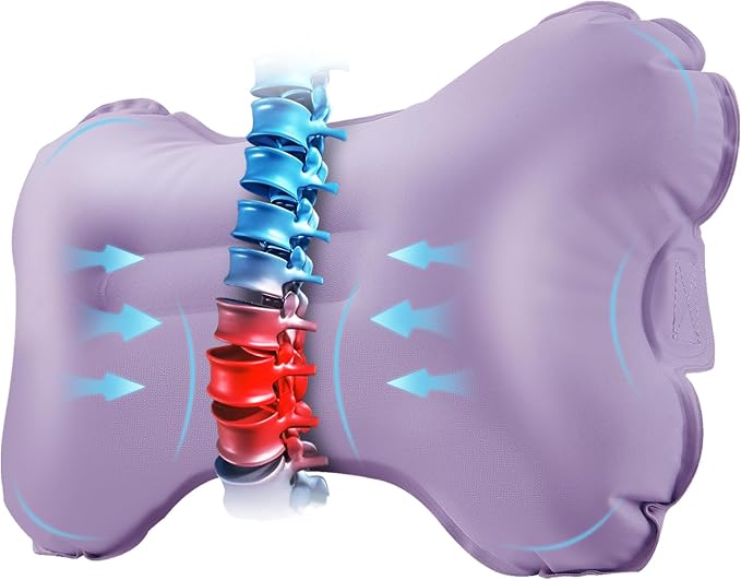Mixtrend Travel Lumbar Pillow Inflatable Lumbar Support Pillow with Memory Foam, Back Support Pillow for Airplane Long Flight, Essential Travel Support Pillow for Women Men Kids（Lavender） by Unknown