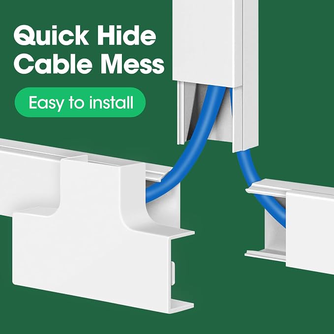 Cord Hider Kit, 315in Cord Covers for Wires on Wall, Paintable Wire Covers for Cords on Wall, Wire Hiders, Self-Adhesive Cable Hider Cord Organizer, 20X L14.5X W0.96x H0.57in - Image 5