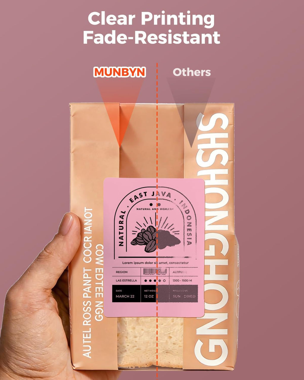 MUNBYN 4x3 Thermal Labels, 500 Sheets/1 Roll, Pink - Image 4
