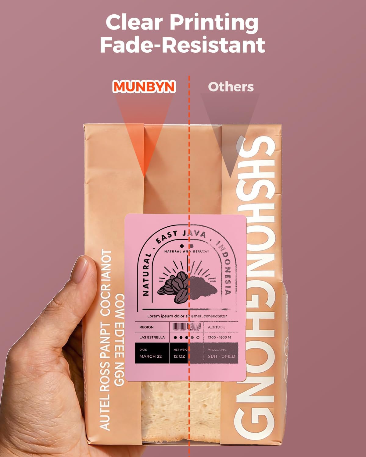 MUNBYN 4x3 Thermal Labels, 500 Sheets/1 Roll, Pink - Image 4