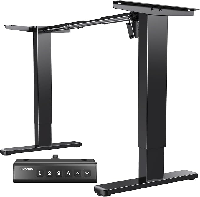 HUANUO Standing Desk Frame with Brushless Motor for Max 75 x 35 inch Tops | 220lbs capacity,4 preset heights,28.3"-46.5" Height Range,Stable Steel Legs,quiet lift,Cable Tray & Dual Hooks,black finish - Image 9