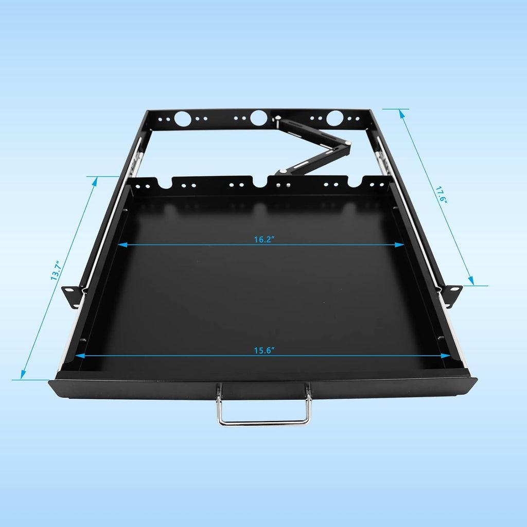 1U Rack Mount Sliding Keyboard Tray Cantilever for Server Data Network Rack - Image 3
