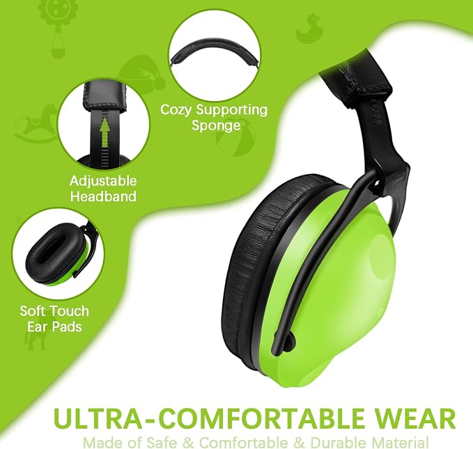 ZOHAN Kids Ear Protection 2 Pack, 25dB NRR Noise Cancelling Headphones for Kids, with Pillowy Pads, for Monster Truck, School, Autism, Sensory, Fireworks, Concerts, Events (Orange+Green) - Image 5