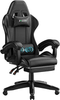 Bigzzia Gaming Chair with Footrest, Lumbar Massage for Adults & Kids, Black by Bigzzia