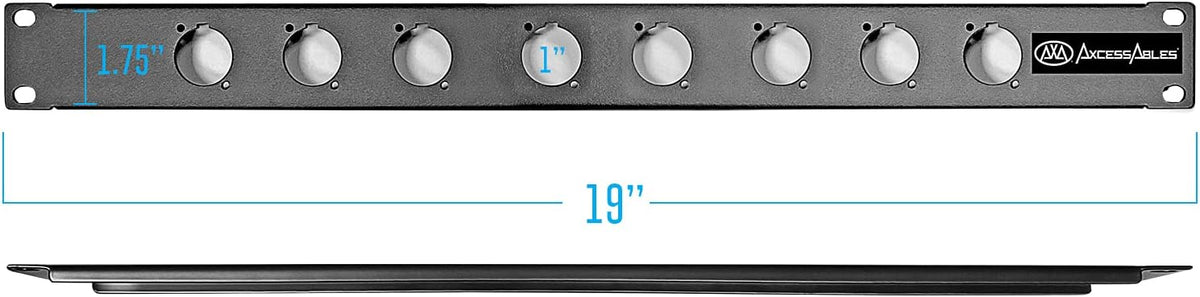 AxcessAbles 8 Port 1U D-Series Rack Panel for 19 Inch AV & Audio Racks – Punch-Out XLR Patch Panel Compatible with XLR Speakon HDMI Ethercon Neutrik Connectors – Metal Rack Mount Component Panel - Image 3