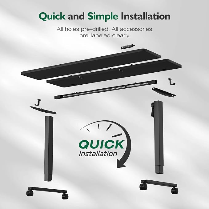 Monomi 59" Electric Standing Desk,Adjustable Height Sit Stand Up Desk,Black | Ergonomic Home office Computer Desk Workstation,Gaming Desk with Memory Height,Headphone Hooks,Anti-Collision - Image 8