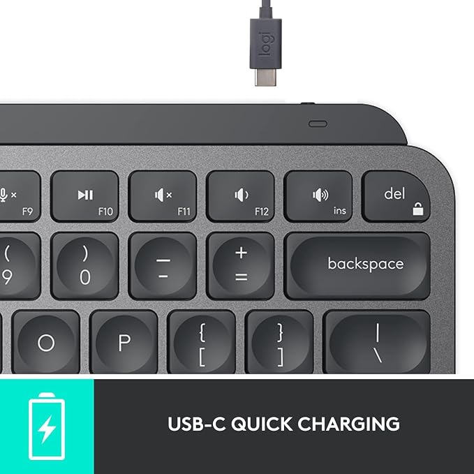 Logitech MX Keys Mini Minimalist Wireless Illuminated Keyboard - Graphite | Minimalist, compact, Bluetooth, USB-C, metal build, compatible with Apple macOS, iOS, Windows, Linux, Android - Image 10