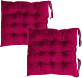 2 Pack Square Seat Cushion Chair Pads for Kitchen Dining Chairs, Soft Comfort Velvet Chair Mat Pillow Cushions with Ties for Office Desk Living Room Tatami 15.5", Burgundy by MissSoul