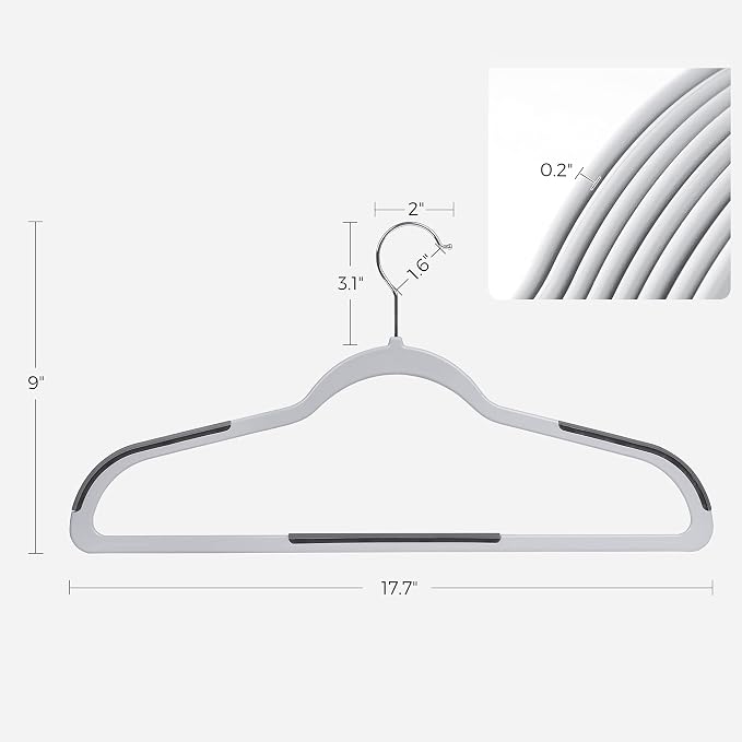 SONGMICS Clothes Hangers, Set of 100, Space-Saving | Plastic Coat Hangers, Heavy Duty with 360-Degree Swivel Hook, Light Gray and Dark Gray, BREANNA Collection - Image 6