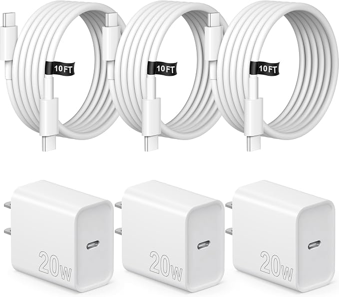 iPhone Charger Fast Charging 10FT iPhones 17 16 15 Charger 3 Pack | Type C Chargers USB C Charger Compatible with iPhone Air 17/17 Plus/17 Pro/17 Pro Max/16/16 Plus/16 Pro/16 Pro Max/15 by STAKCYE