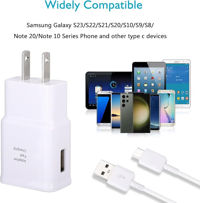 Android Charger Fast Charging, Type C Fast Charger Block with 5FT USB Type C Cable for Galaxy S23/S23 Ultra/S22/S21/S20/S20+/S10/S10+/S10e/S9/S9+/S8/S8Plus/Edge/Active/Note 8/9/10/20-White - Image 5