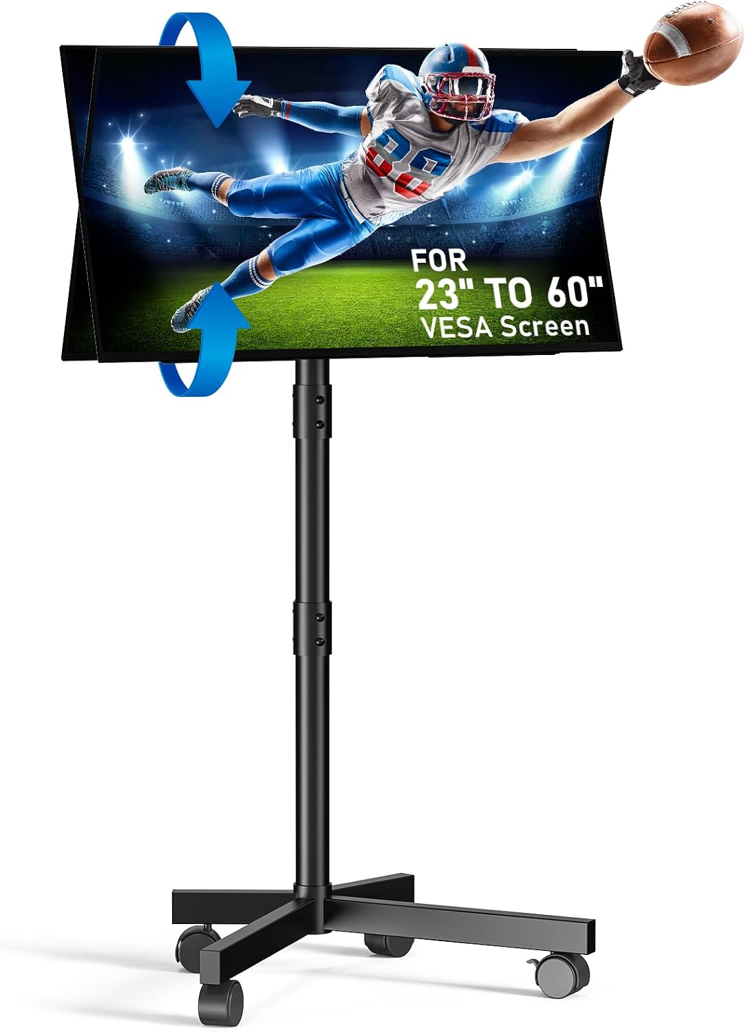 Rolling TV Stand, Mobile TV Stand for 23-60 Inch LCD LED TVs, Black by Zontera