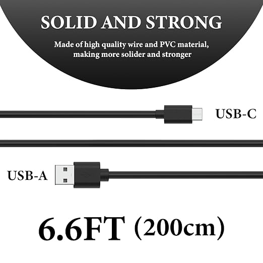 GEEKRIA for Creators Type C to USB A Microphone Cable 6.6 ft / 2 M, Compatible with Fifine AmpliGame A6, HyperX QuadCast S, SoloCast, Logitech G Yeti GX, TONOR TC30 Mic Cord (Black) - Image 2