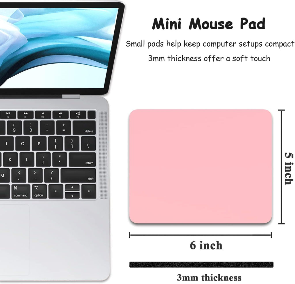 Small Mouse Pad, 5 x 6 Inch Thick Rubber Premium-Textured Non-Slip Portable & Washable Mini Mouse Mat for Women Men Wireless Laptops Keyboard Tray Gaming Computer Office Travel, Pink - Image 2