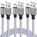 USB C Cable Fast Charging Nylon Braided 3Pack 6ft USB A to Type C Cord | USB C Charger Data Sync Transfer for iPhone 17 Pro Max/17 Air/16 Pro Max/16 Plus/15 Pro/iPad Pro Air Mini Galaxy S20 (White) by iPhoneChargerTAKAGI