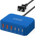 USB C Charger Block, GaN Fast USB Charging Station Hub with 100W Max 6-Port | 3 USB-C & 3 USB-A Compact Desktop Charger for Home Office, PD20W USB Power Strip for iPad iPhone 17 16 15 14 Pro Max Galaxy by BREEKET