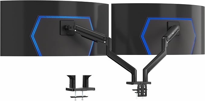 VIVO Heavy Duty Dual Ultra-Wide Monitor Tension Arm, Up to 45 inch Screens, Holds 44 lbs per Arm, Premium Desk Mount Monitor Stand for 2 Ultrawides, Black, STAND-V200V by Unknown