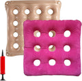 2-Pack Waffle Inflatable Seat Cushions with Pump, 18 Inch Beige 16-Hole Air Cushion for Pressure Relief, Wheelchair, Office Chair, Car Seat & Travel (Red&Beige) by Unknown