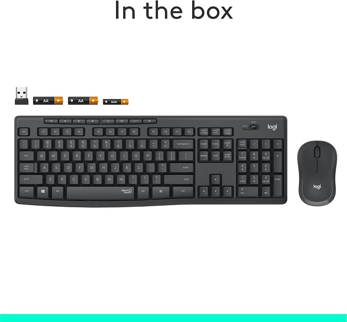Logitech MK295 Full Size Silent Wireless Keyboard Mouse Combo - Graphite | Full size keyboard with SilentTouch technology, compact ambidextrous mouse with silent click switches, Windows compatible - Image 12