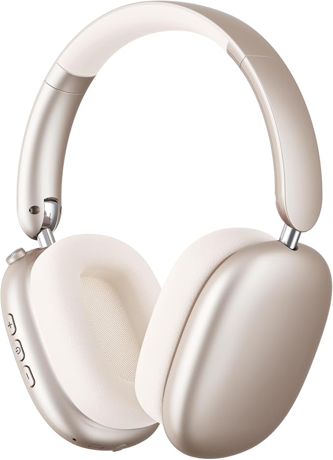 Wentronic Over Ear Headphones with Microphone - Gold | Noise Canceling, Bluetooth, 48H Battery Life by Wentronic