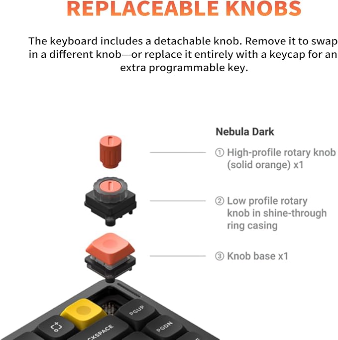 nuphy Air75 V3 Mechanical Keyboard with Knob, Black-Blush Nano Switches | 75% Low Profile keyboard, Hot-Swap, for Mac/Windows, Support Bluetooth/2.4GHz/USB-C,Silent keyboards, Wireless, RGB Backlit - Image 6